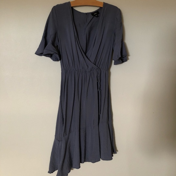 [donated] Mossimo Asymmetrical Hem Faux Wrap Dress in Dusty Blue - Picture 2 of 5